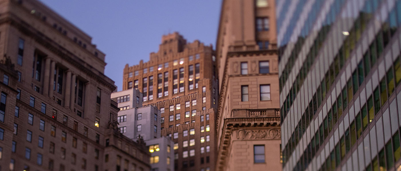 Manhattan building at night