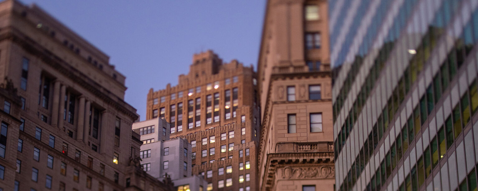 Manhattan building at night