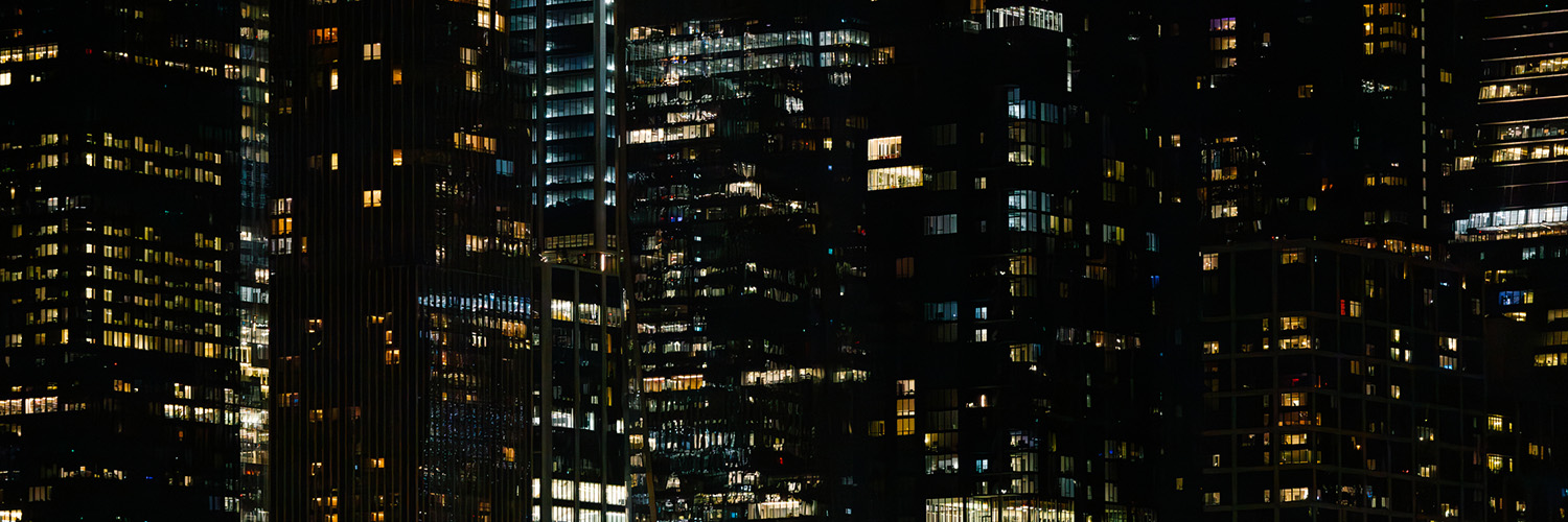 Manhattan building at night